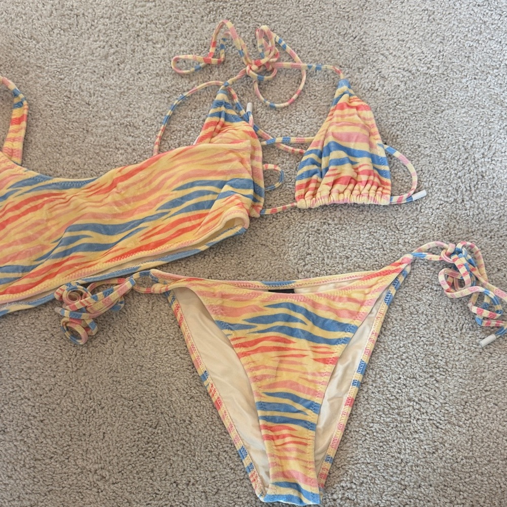 Zebra Punch Triangl Bikini Set 3 Piece